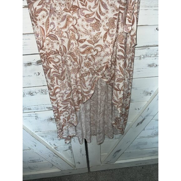 Rip Curl Wrap Maxi Dress Women’s Sz L Paisley Floral Apricot Peach Color New - Picture 8 of 12